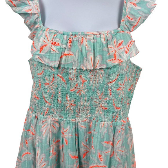 Vineyard Vines Maxi Dress Small Smocked Ruffle‎ Coral Cottagecore Romantic - Picture 8 of 16